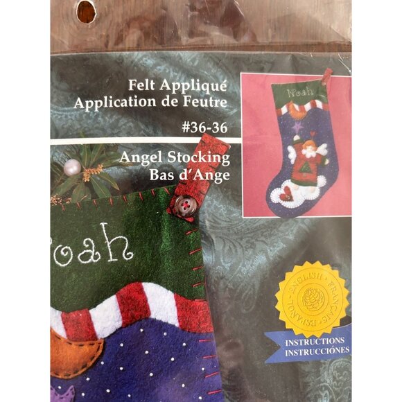 Janlynn Angel Christmas Stocking Felt Appliqué Kit #36-36 By Holly Witt NEW KIT - Picture 4 of 11
